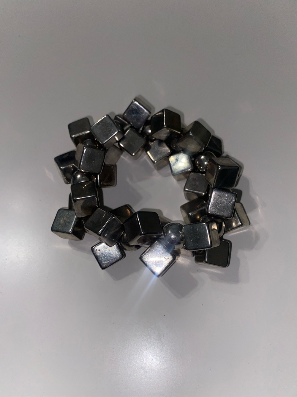 Silver Cube Stretch Bracelet